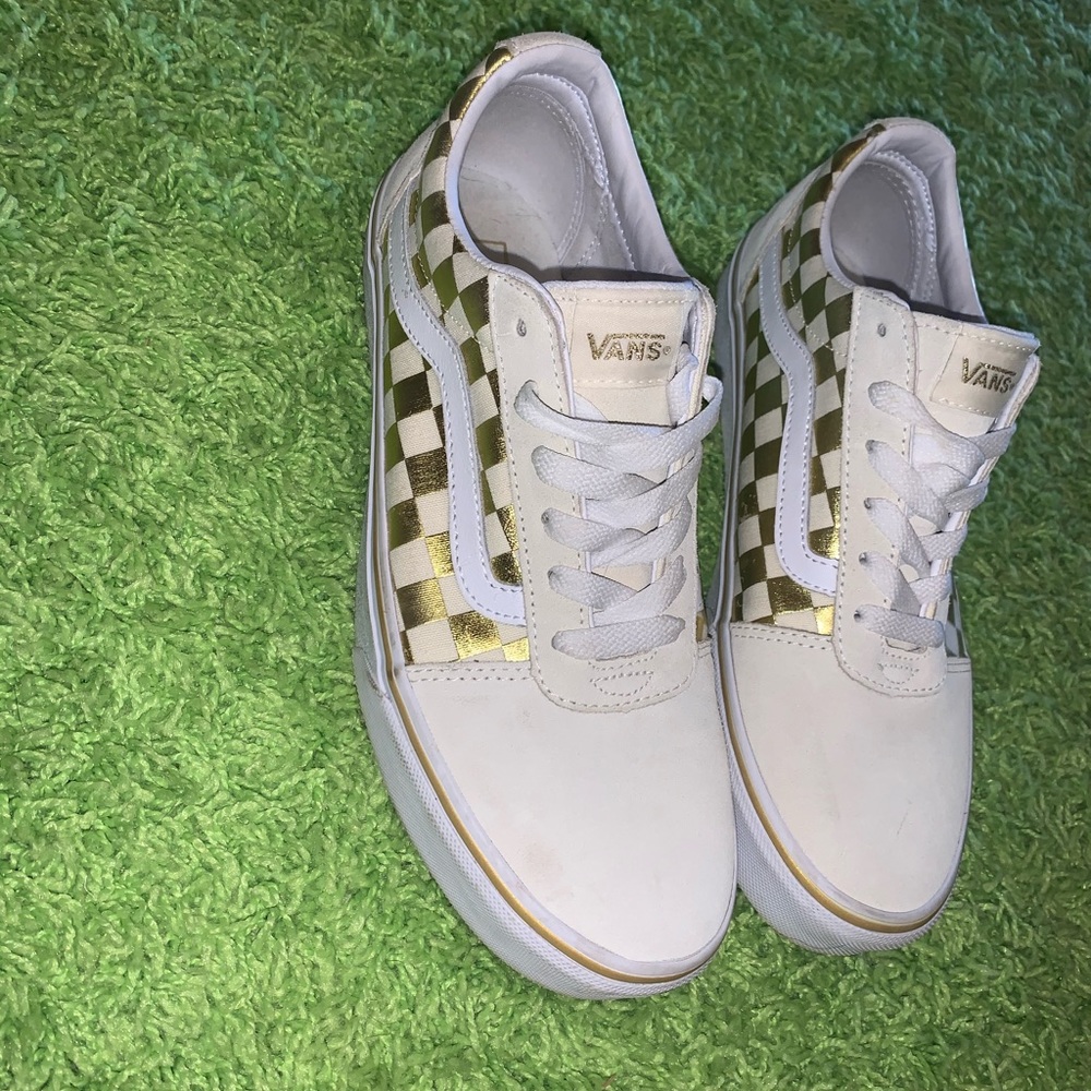 Gold and white Vans!